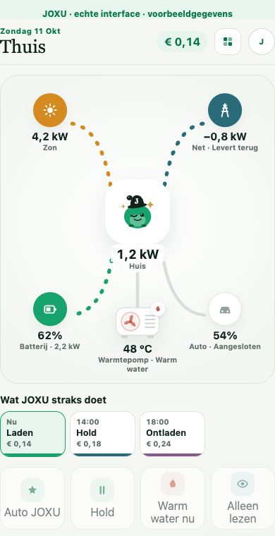 The JOXU energy overview. The numbers are examples.
